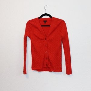 Talbots Petites Red Cable Knit Cardigan size Medium petite